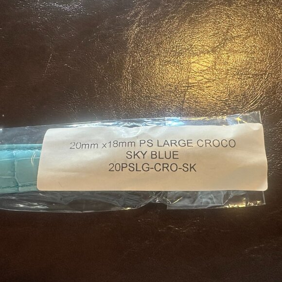 Sky Blue Croco Genuine Leather Watch Band–20mm (w/ Built in Quick Release pins) - Picture 3 of 6